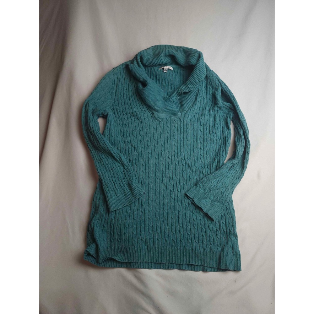 Croft & Barrow Teal Blue Cable Knit Cowl Neck Sweater Womens Medium
